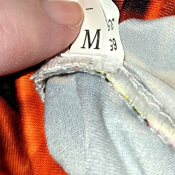 Women's Medium Black Orange Bare Shoulder Long Sleeves Top Shirt Miss 8 10 M - Picture 3 of 6